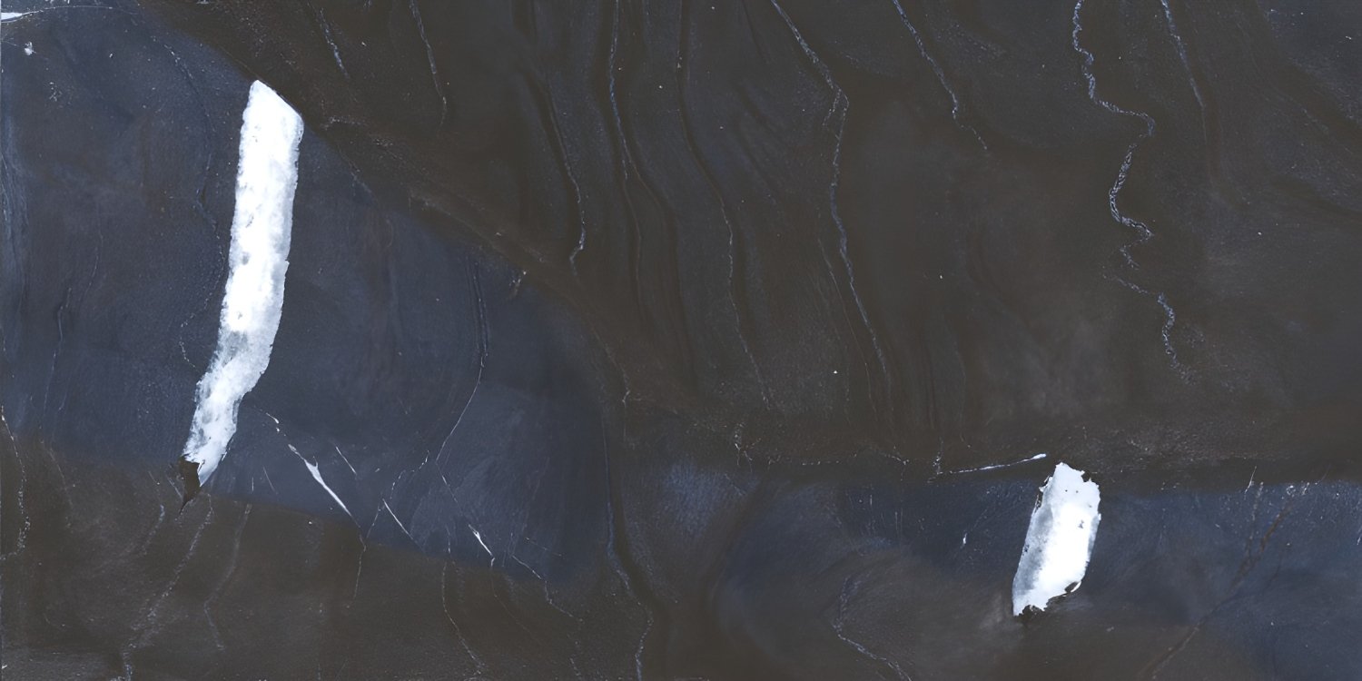 Dark Navy Marble Large White Fragments