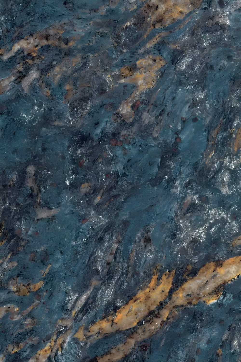 Dark Teal Blue Granite Stone Gold Veins