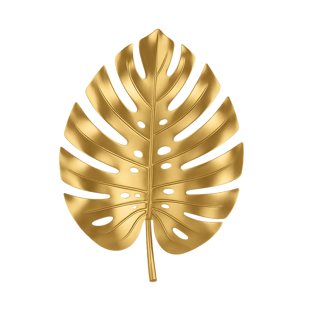 Decorative Metallic Gold Monstera Leaf Art