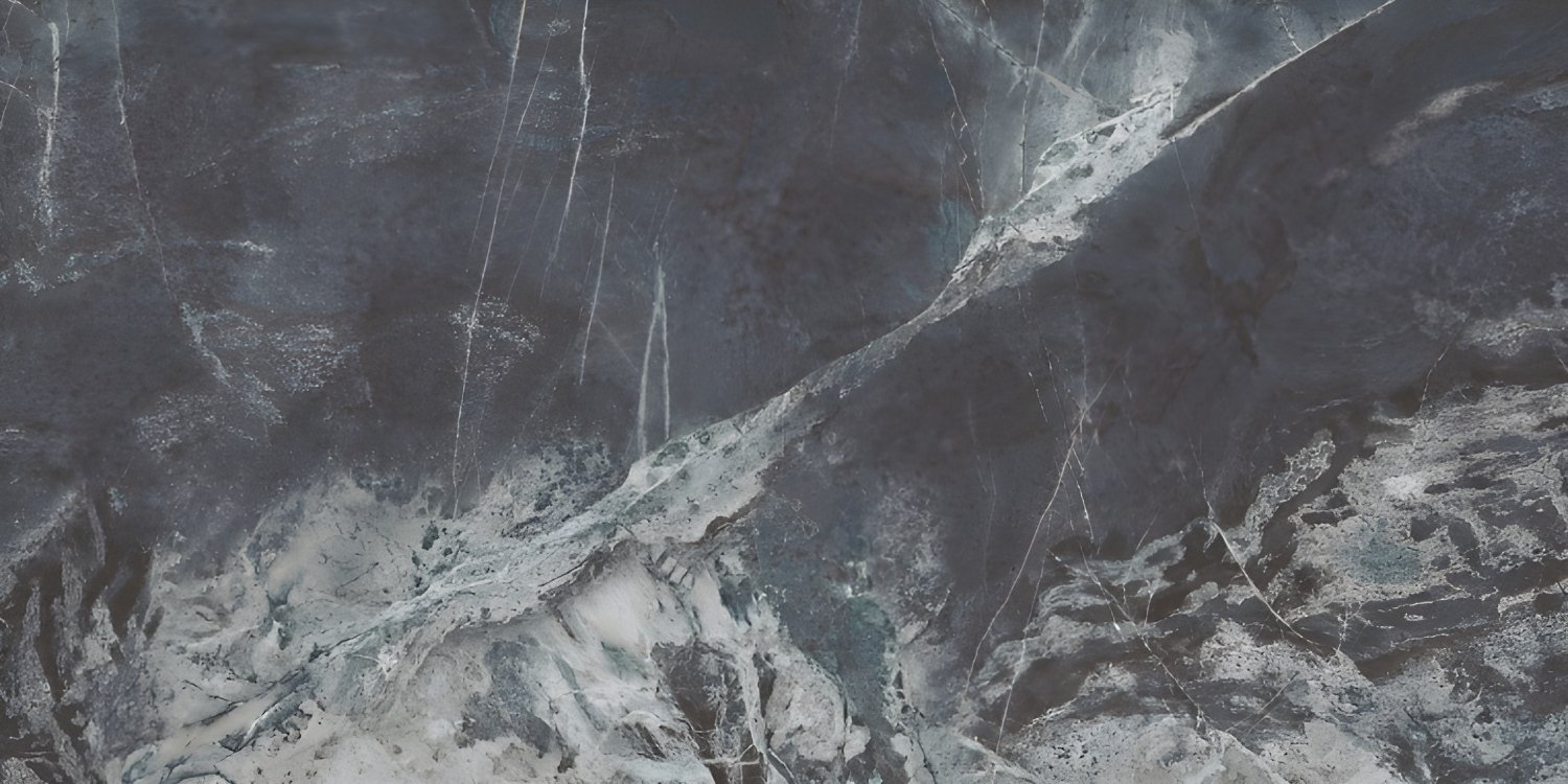 Deep Blue-Grey Marble with White Geological Pattern