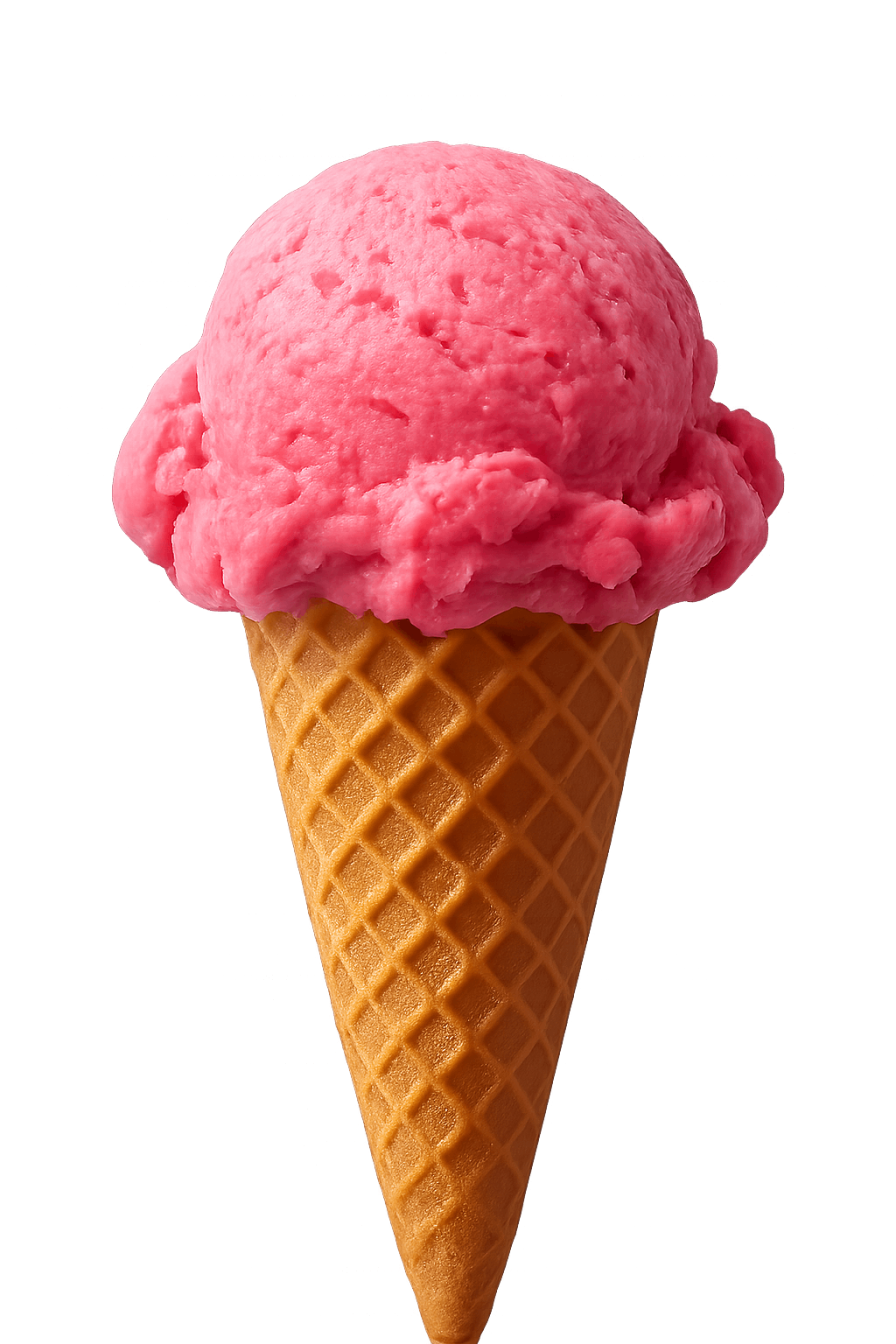 Delicious Pink Strawberry Ice Cream Cone