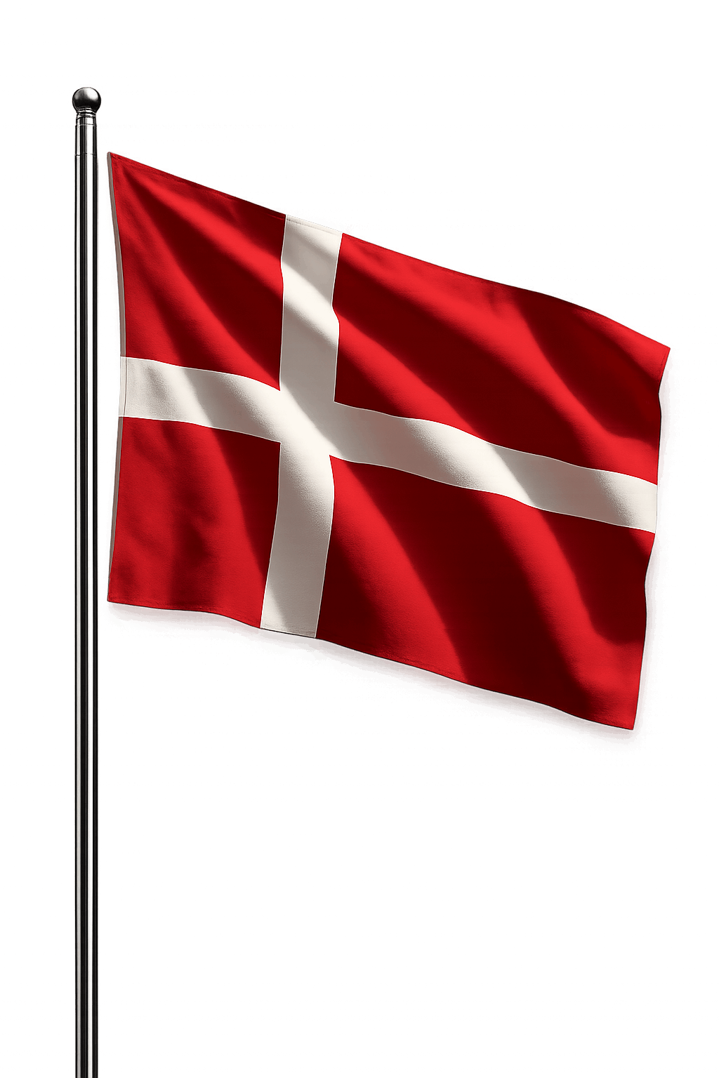 Denmark Flag on Pole, transparent background