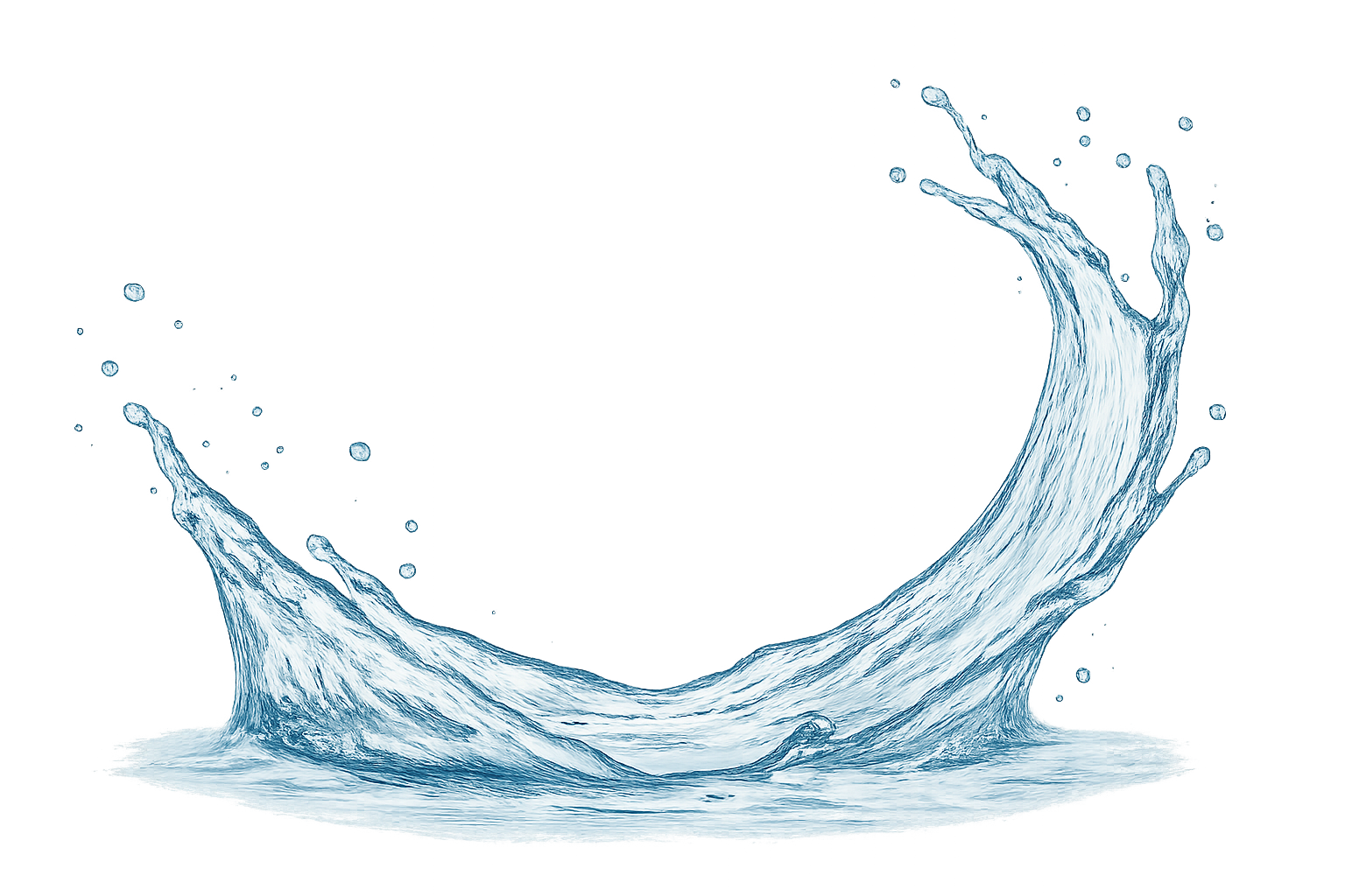 Detailed Blue Ink Water Splash Drawing