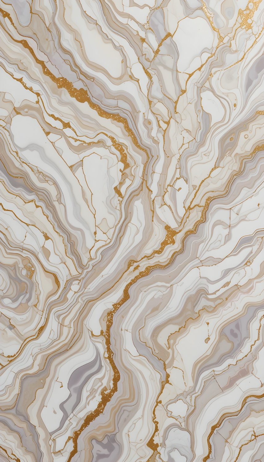 Diagonal White Marble with Glittering Gold Veins
