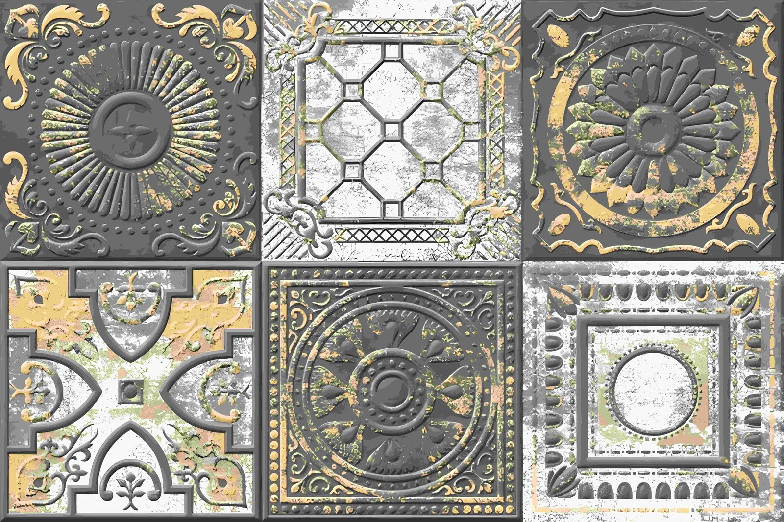 Distressed Grey Embossed Rustic Tin Wall Tile