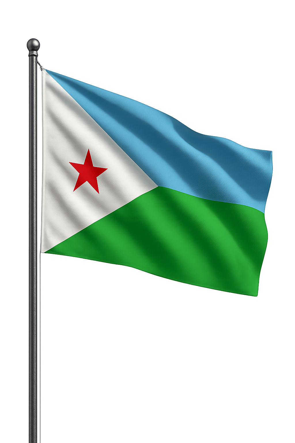 Djibouti Flag on Pole, transparent background