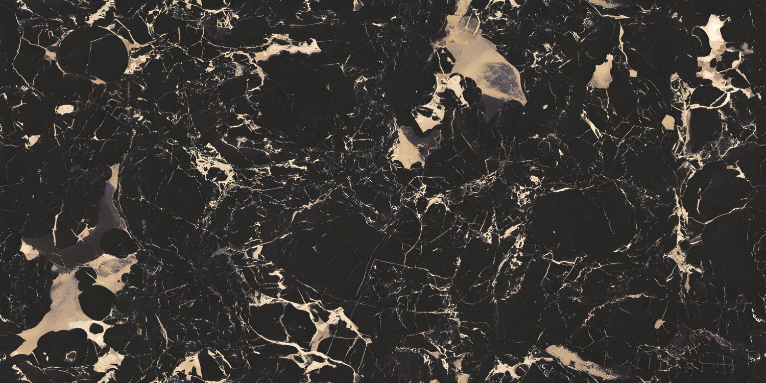Dramatic Black Marble Gold Veining Slab