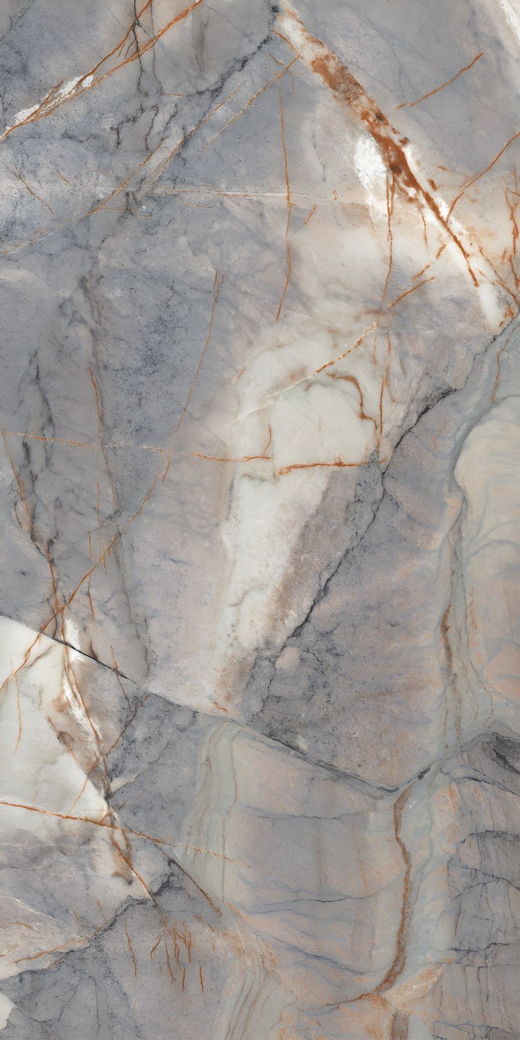Dramatic Blue-Grey Marble Tile Copper Veins