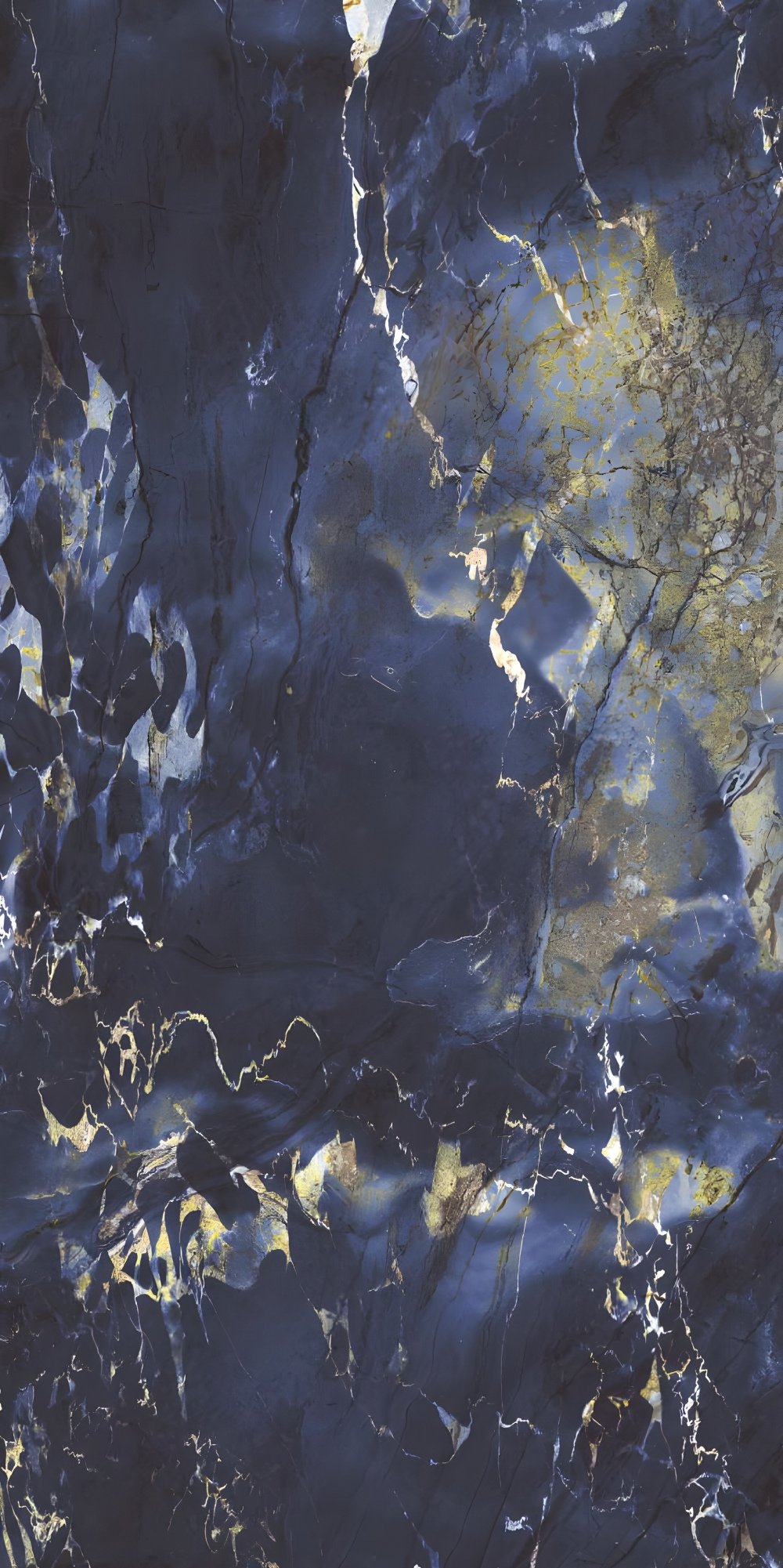 Dramatic Deep Blue Marble Gold Veins