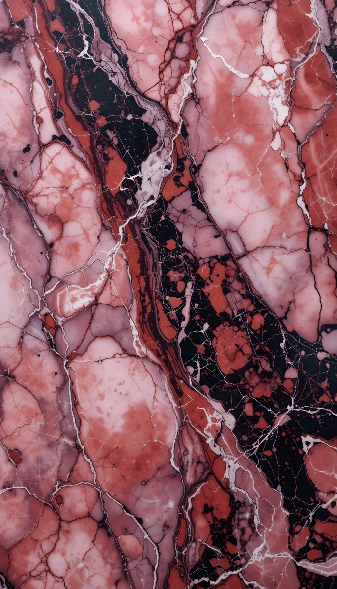 Dramatic Pink, Black, and Red Marble Texture