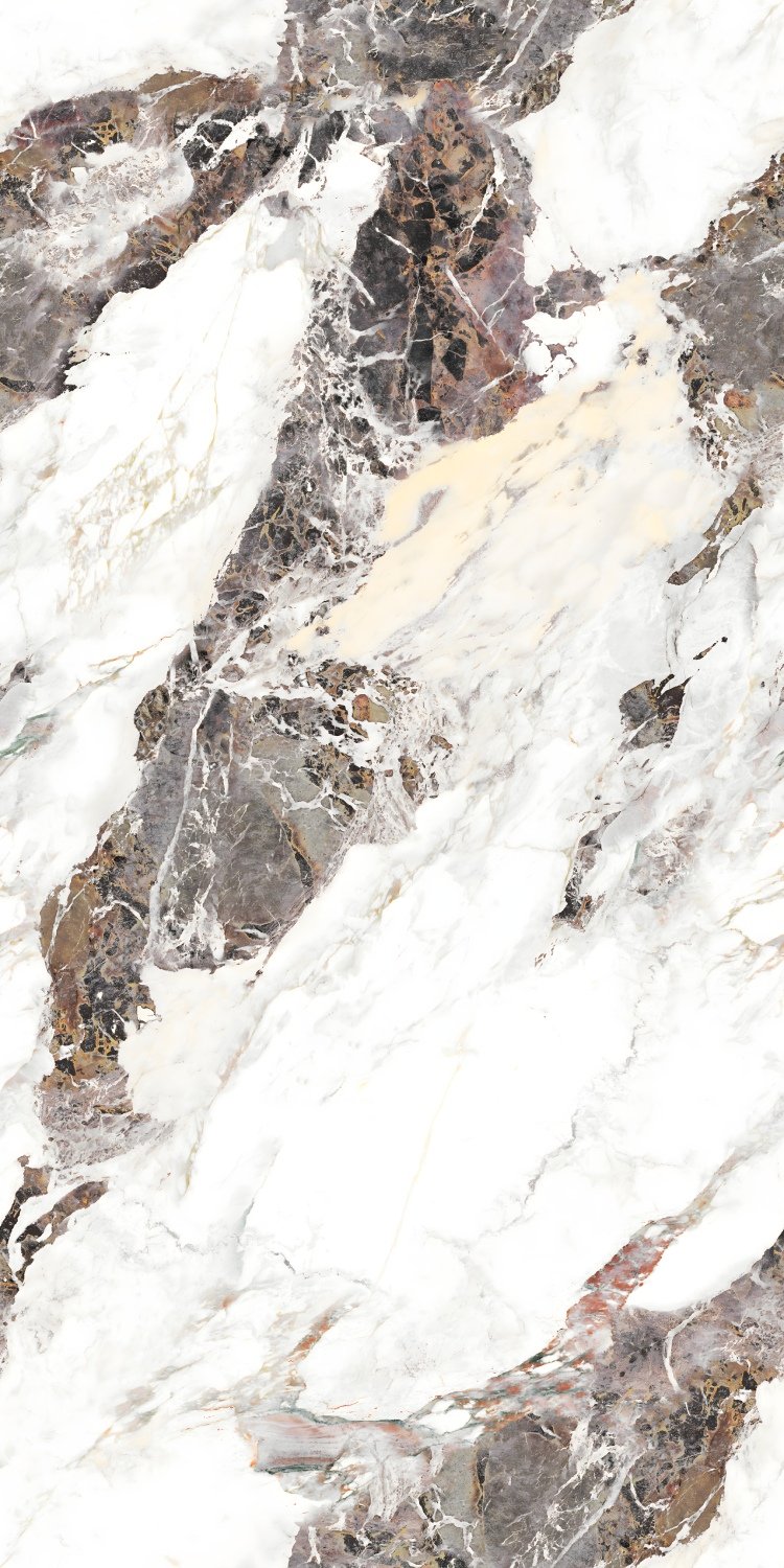 Dramatic White Marble Black Brown Veining