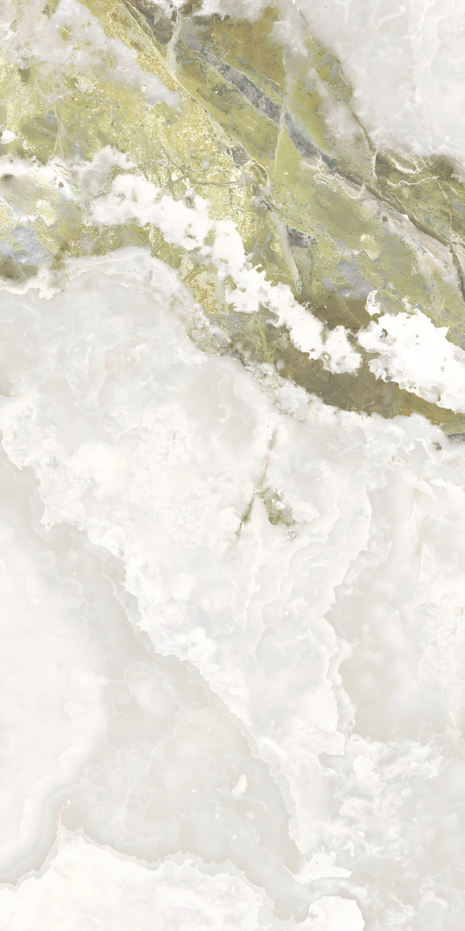 Dramatic White Marble with Green Gold Vein