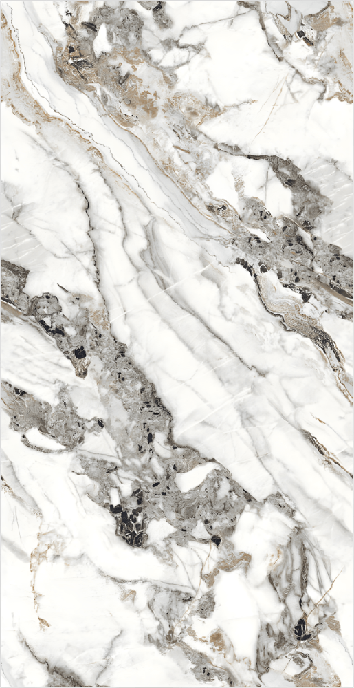 Dramatic White Marble with Mixed Veining