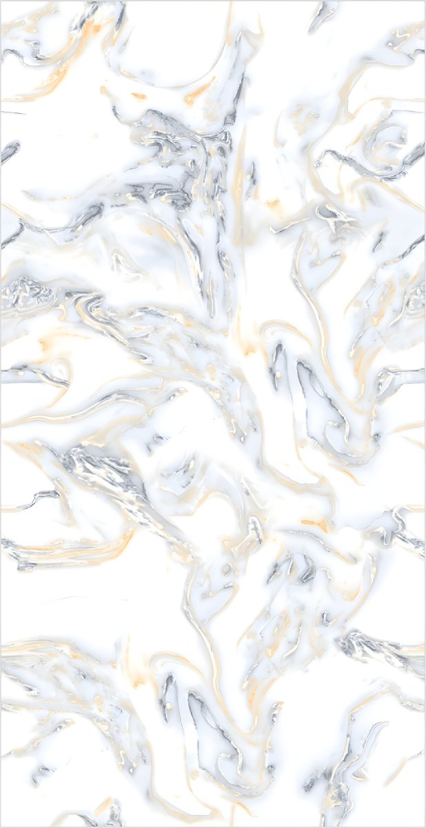 Dynamic White Marble Swirls with Gold Accents