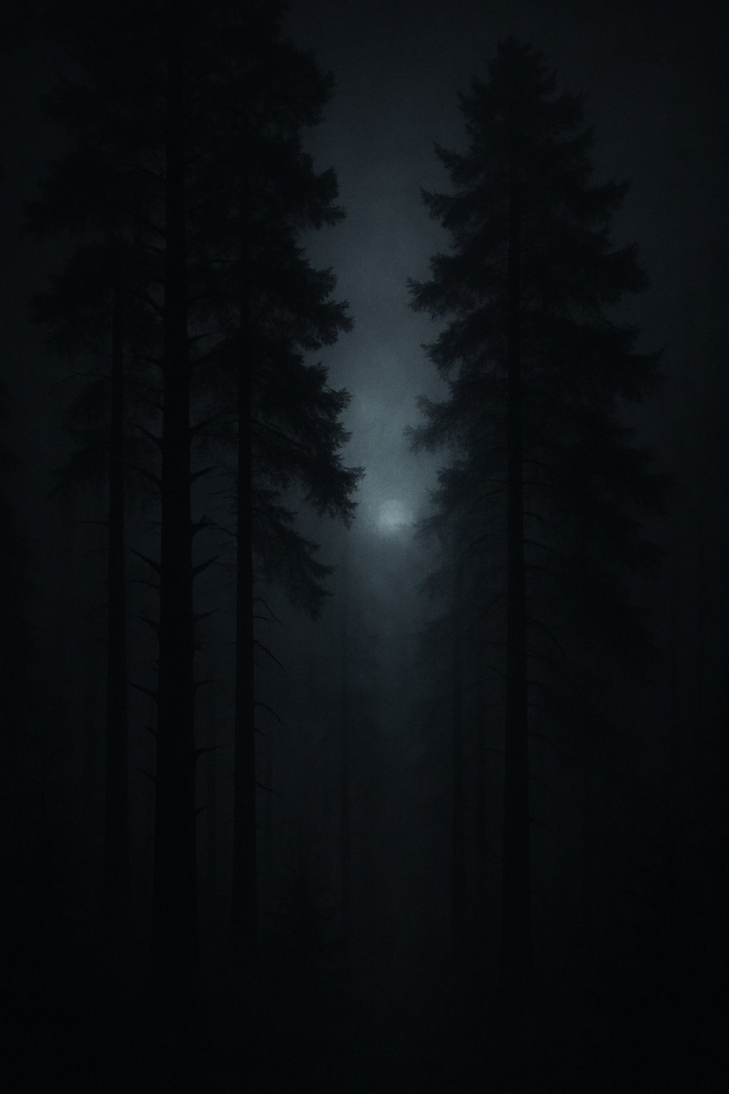 Eerie Forest Foggy Night Mobile Wallpaper