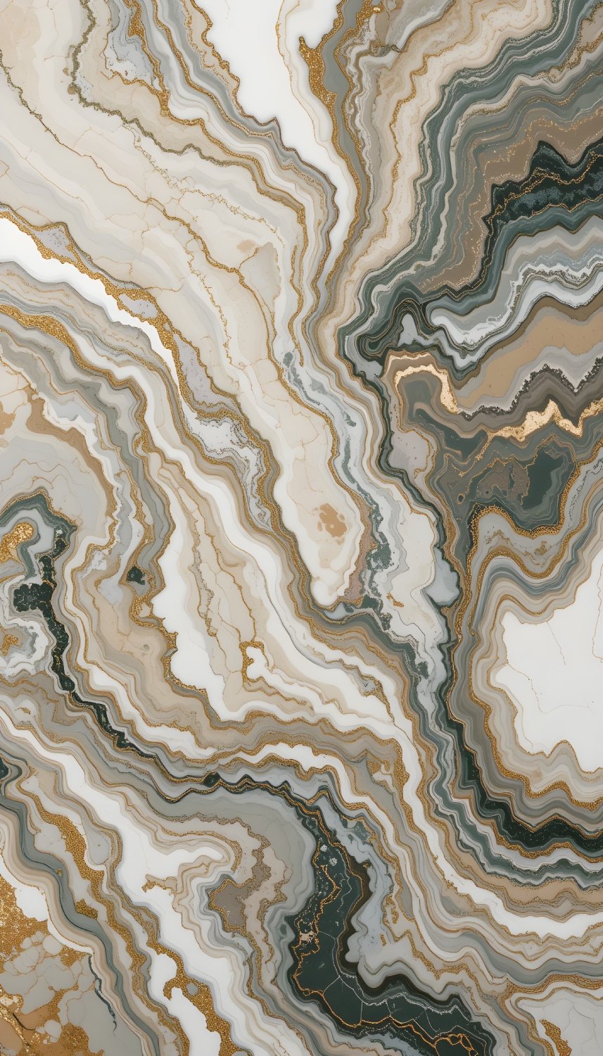 Elegant Agate Pattern Grey Green Gold
