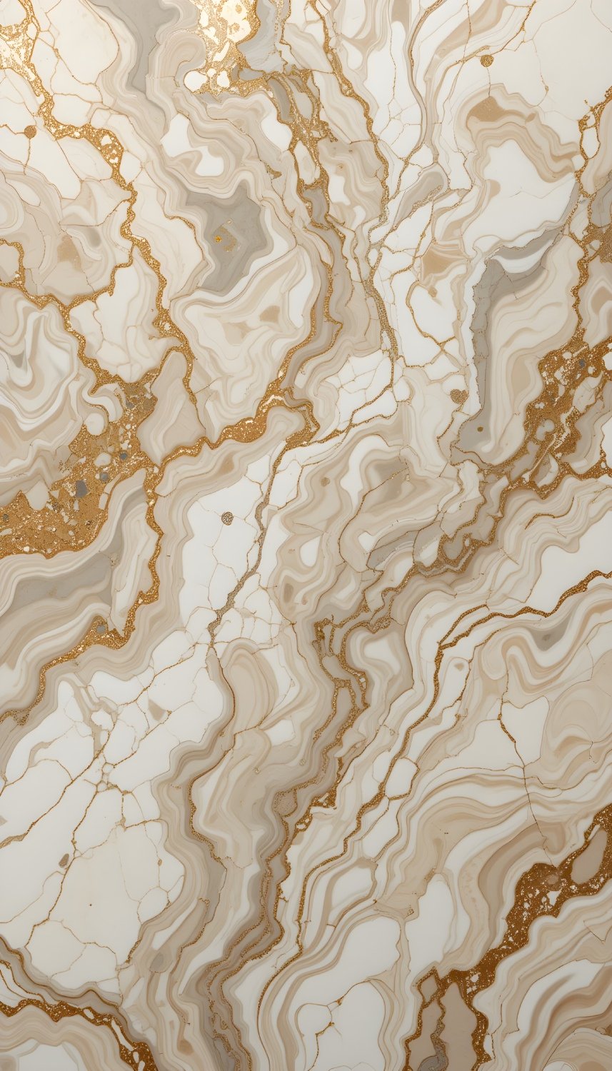 Elegant Beige White Marble Gold Crackle