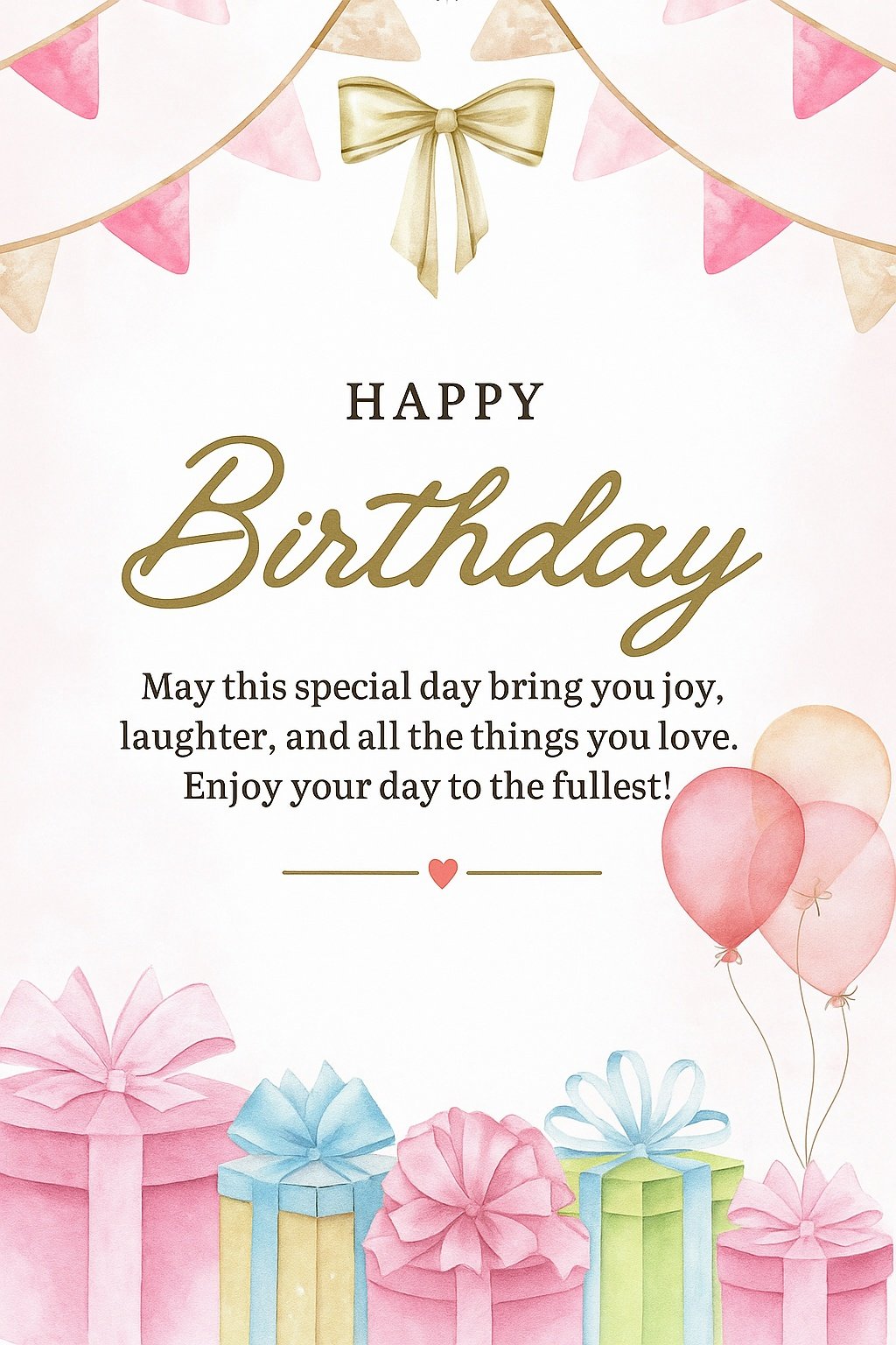 Elegant Birthday Greeting Card with Balloons and Gift Boxes