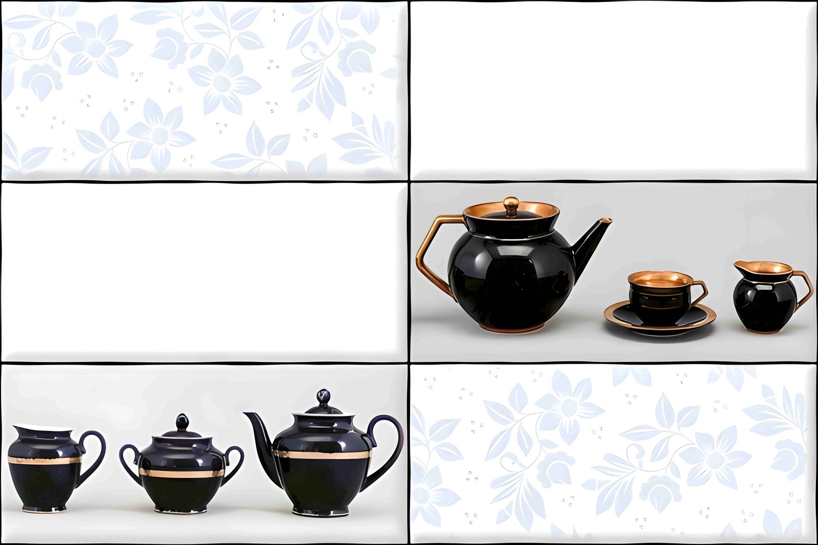 Elegant Black and White Kitchen Wall Tile Set