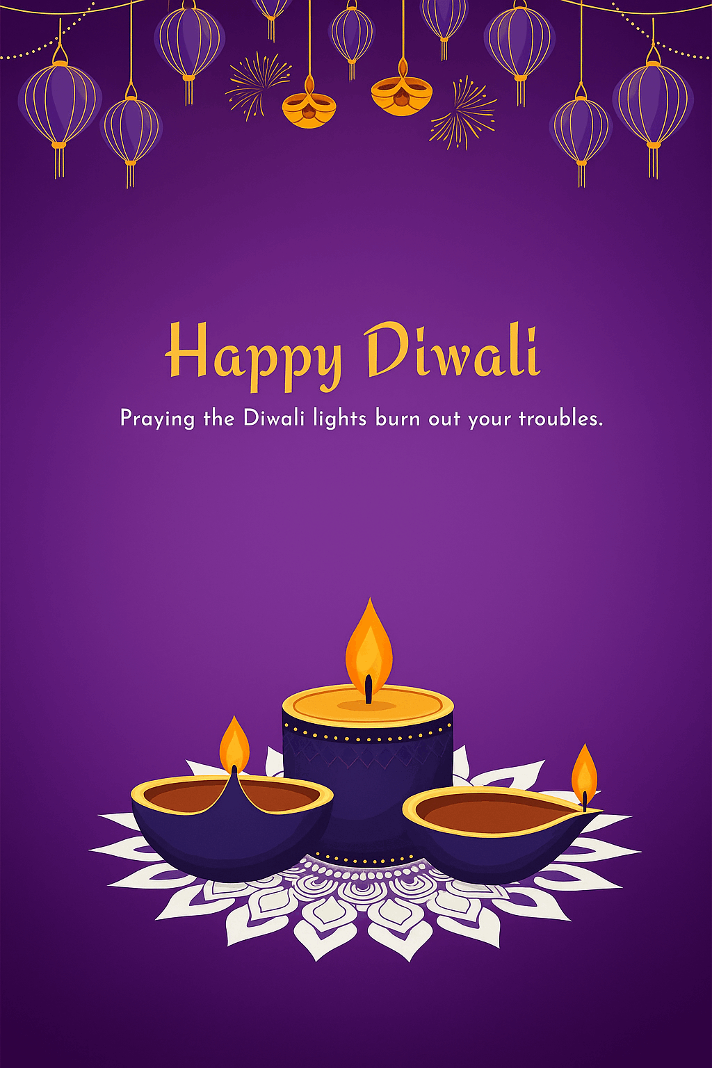 Elegant Diwali Celebration Card With Diyas and Festive Decorations