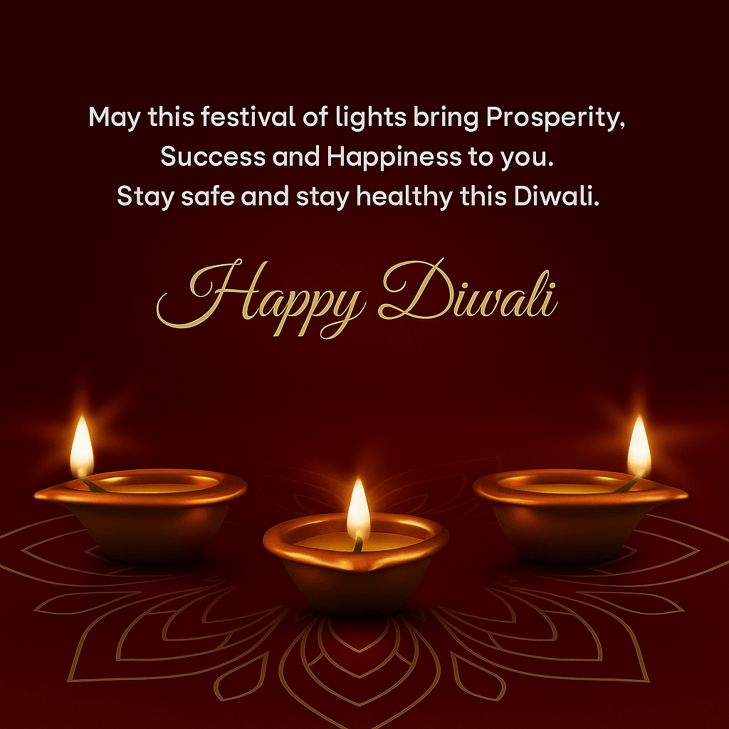 Elegant Diwali Greeting with Lit Diyas and Inspirational Message
