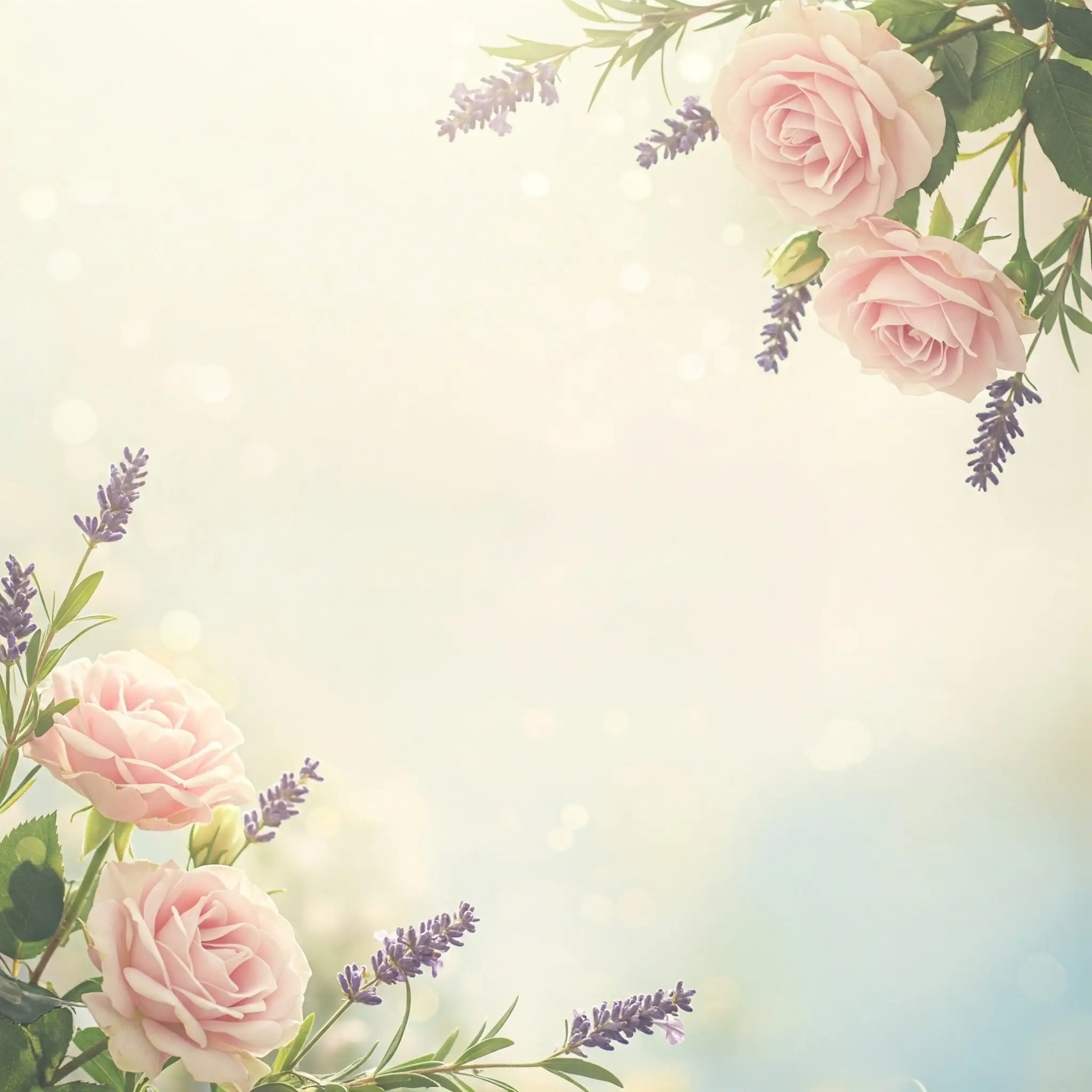 Elegant Floral Arrangement with Pink Roses and Lavender on a Soft Background