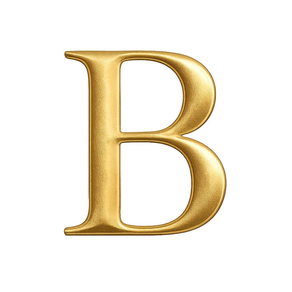 Elegant Golden Textured 3D Letter B