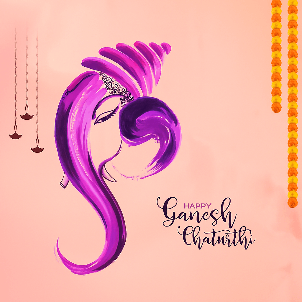 Elegant Illustration Celebrating Ganesh Chaturthi with Artistic Vibrant Colors