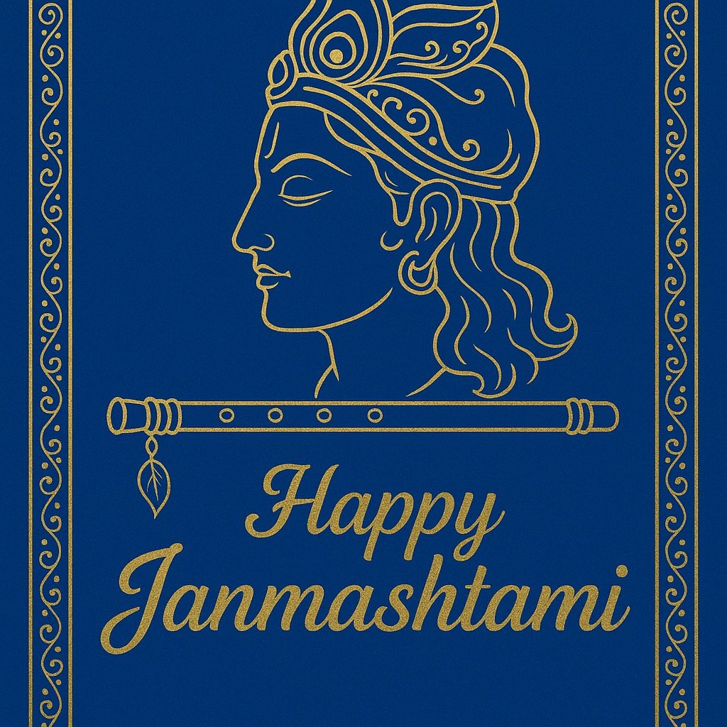 Elegant Illustration of Krishna With a Flute for Janmashtami Celebrations