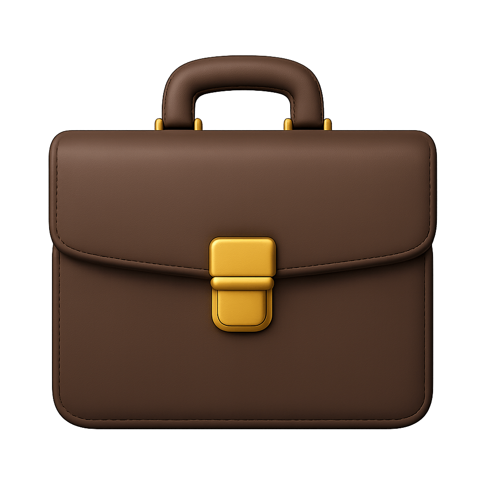 Elegant Leather Briefcase with Golden Lock on Transparent Background