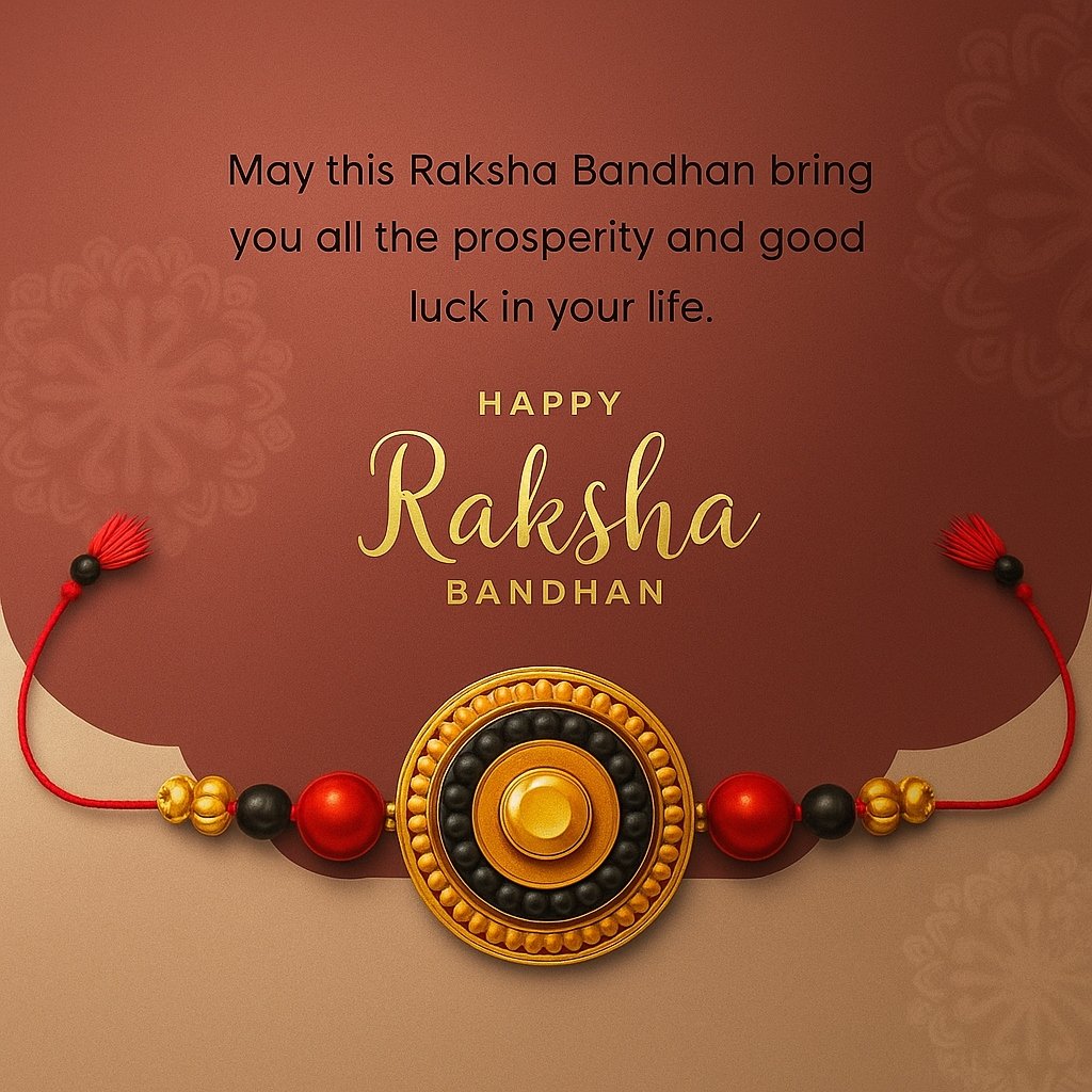 Elegant Raksha Bandhan Greeting Card Featuring Decorative Rakhi and Warm Message