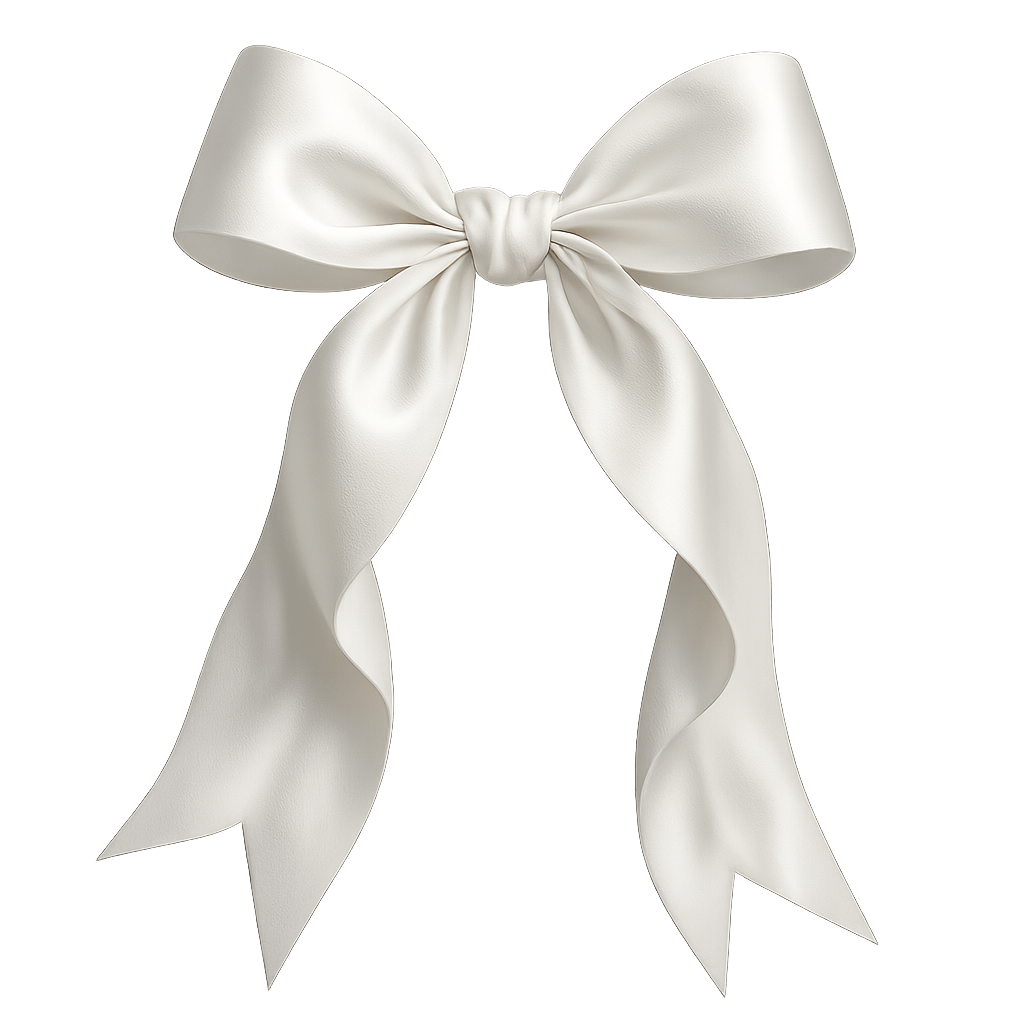 Elegant Silky White Satin Ribbon Bow
