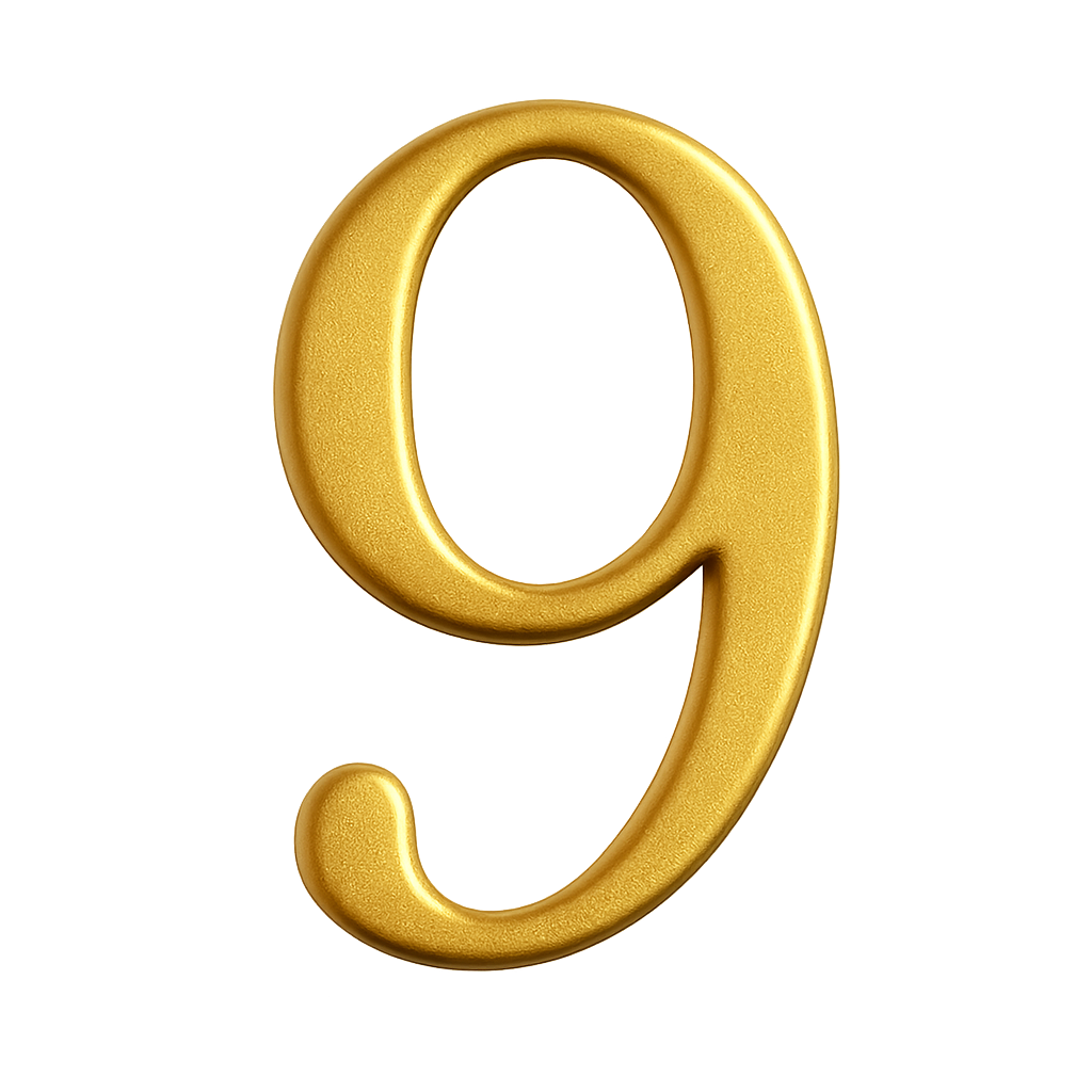 Elegant Textured Gold 3D Number Nine
