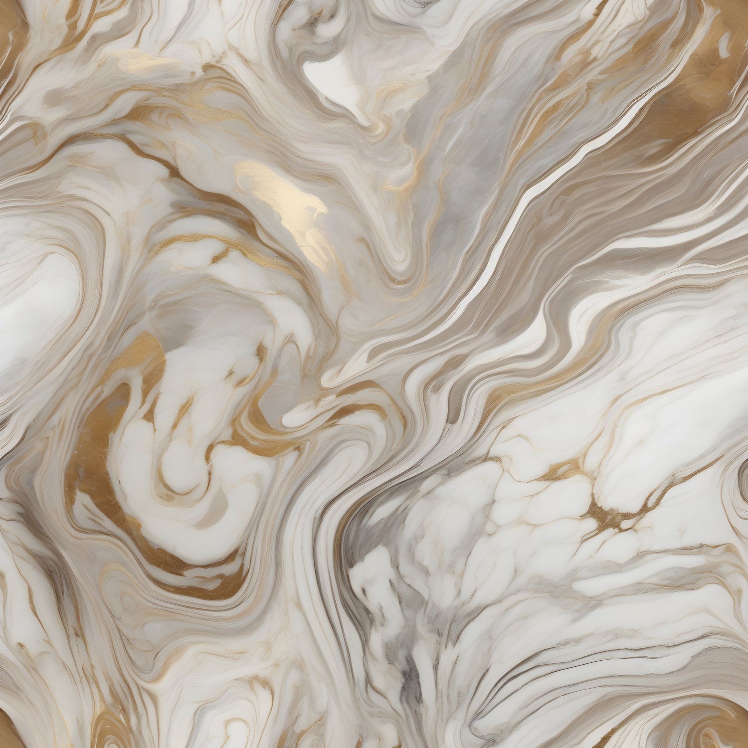Elegant White Gray Gold Fluid Marble