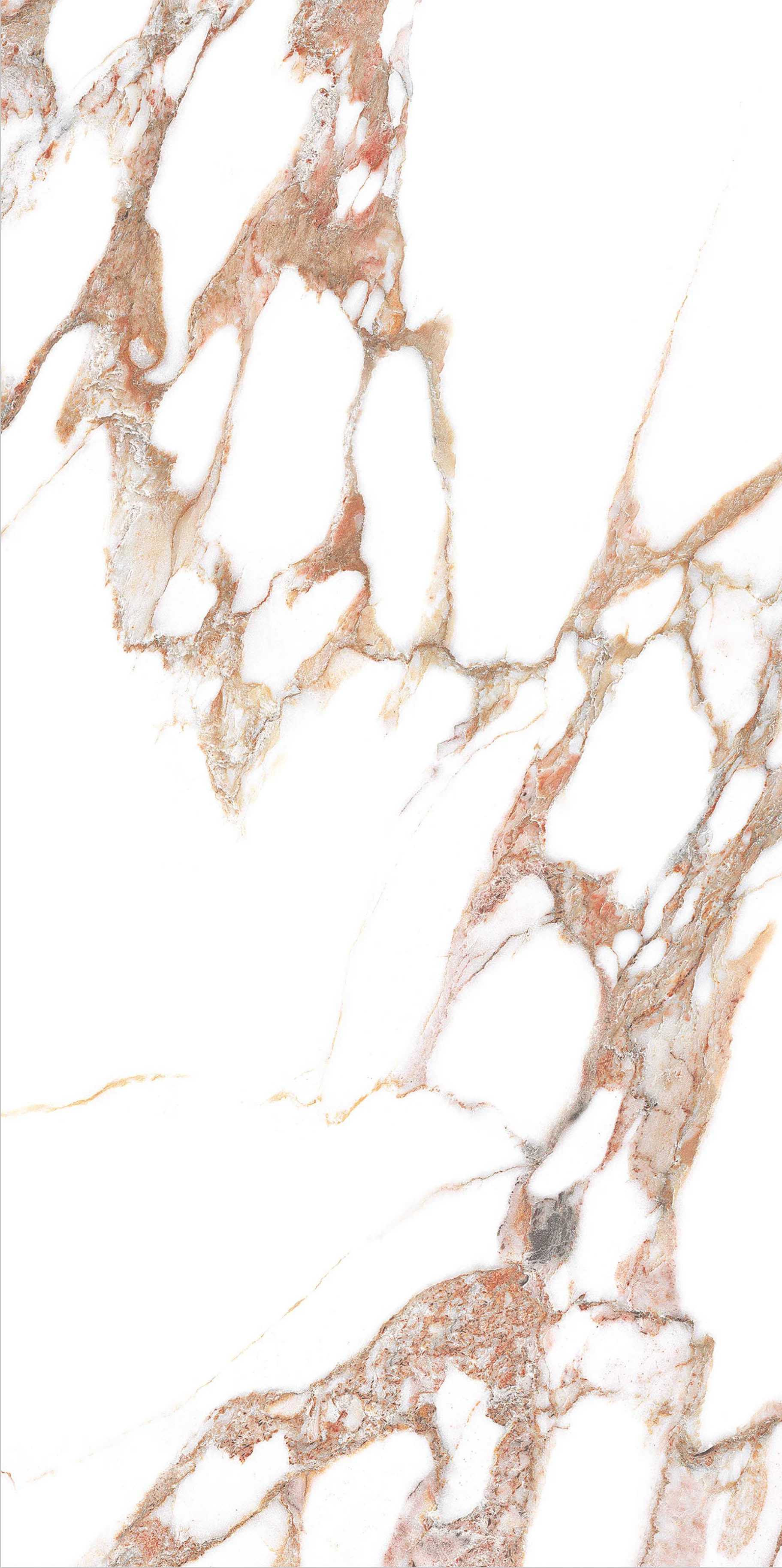 Elegant White Marble Surface with Orange Veins Texture Ideal for Design
