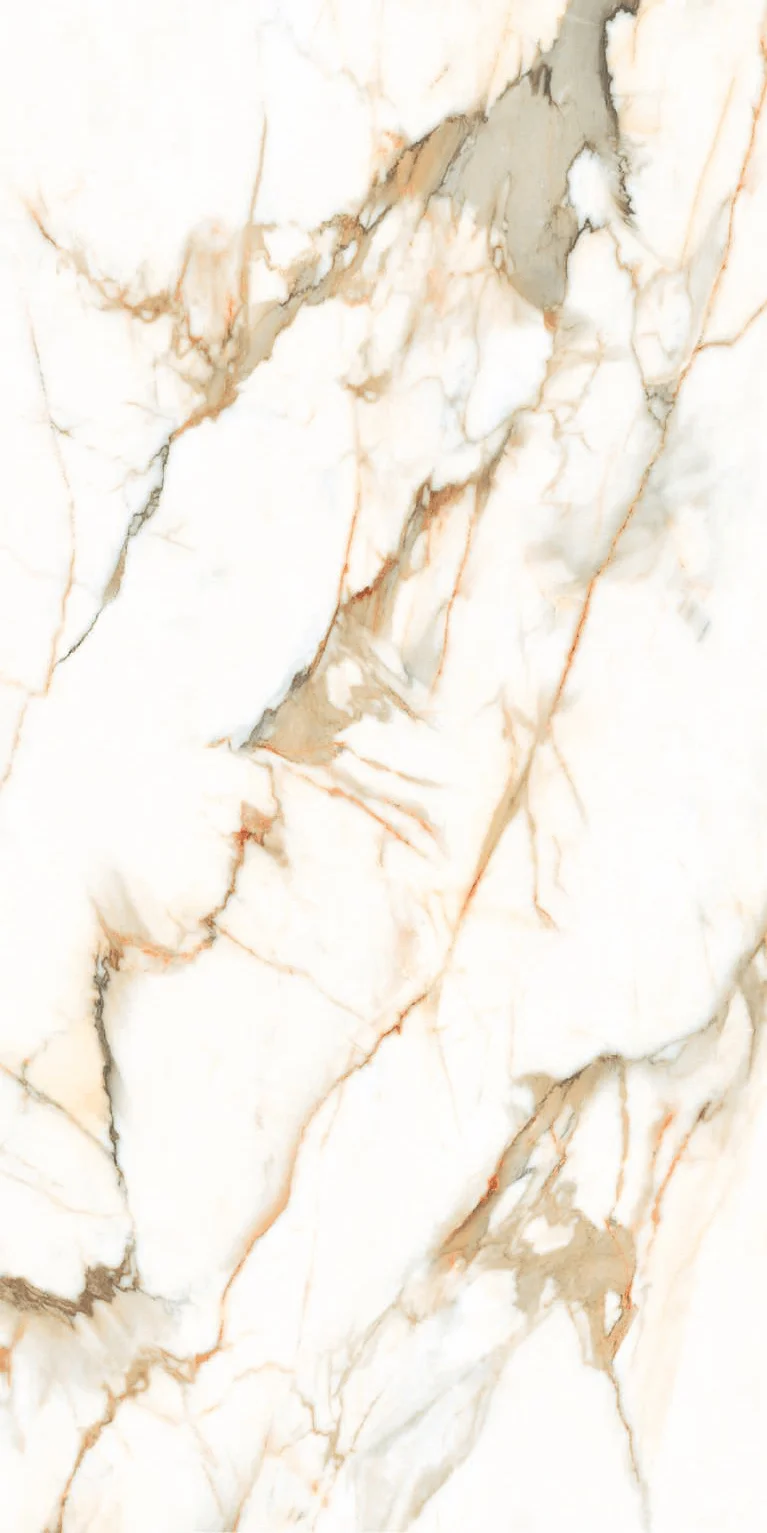 Elegant White Marble Texture With Golden and Beige Veining Patterns