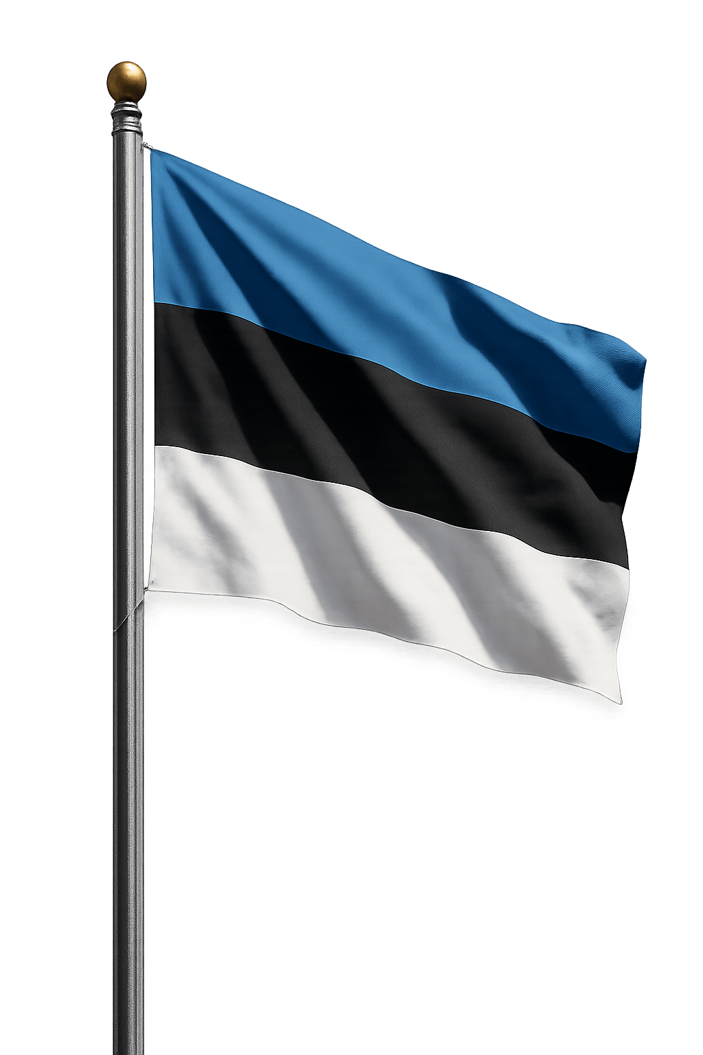 Estonia Flag Flying on Pole Transparent Background