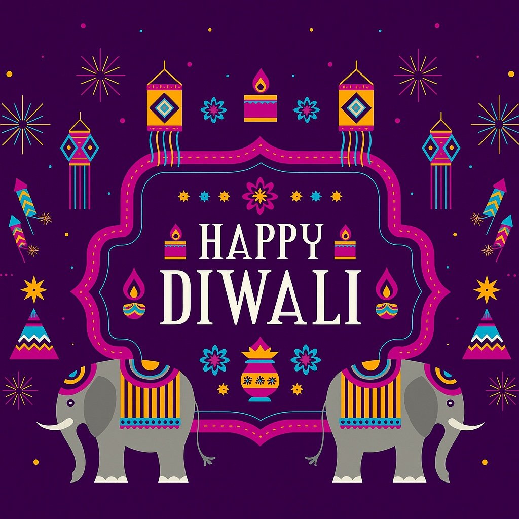 Festive Celebration of Diwali with Traditional Lamps and Vibrant Decorations