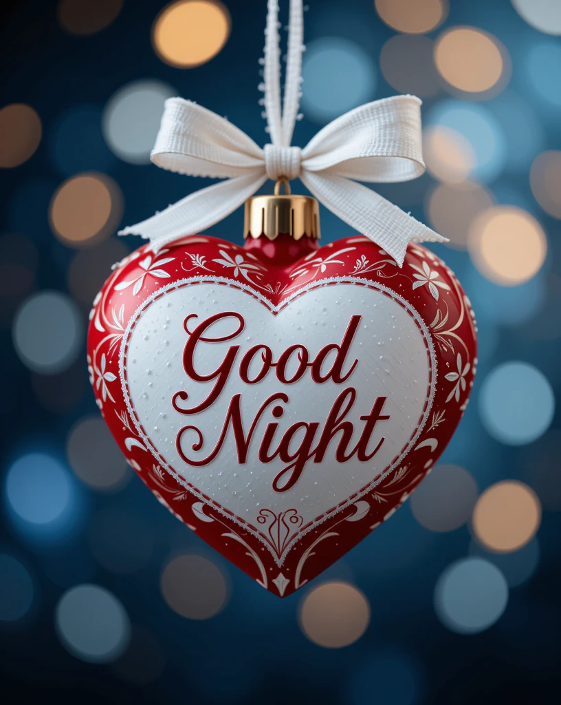 Festive Ornament with 'Good Night' Text on a Heart Design