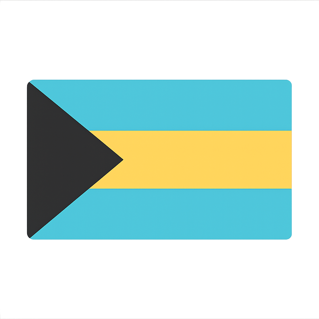 Flat Bahamas Flag Vector Icon Transparent Background