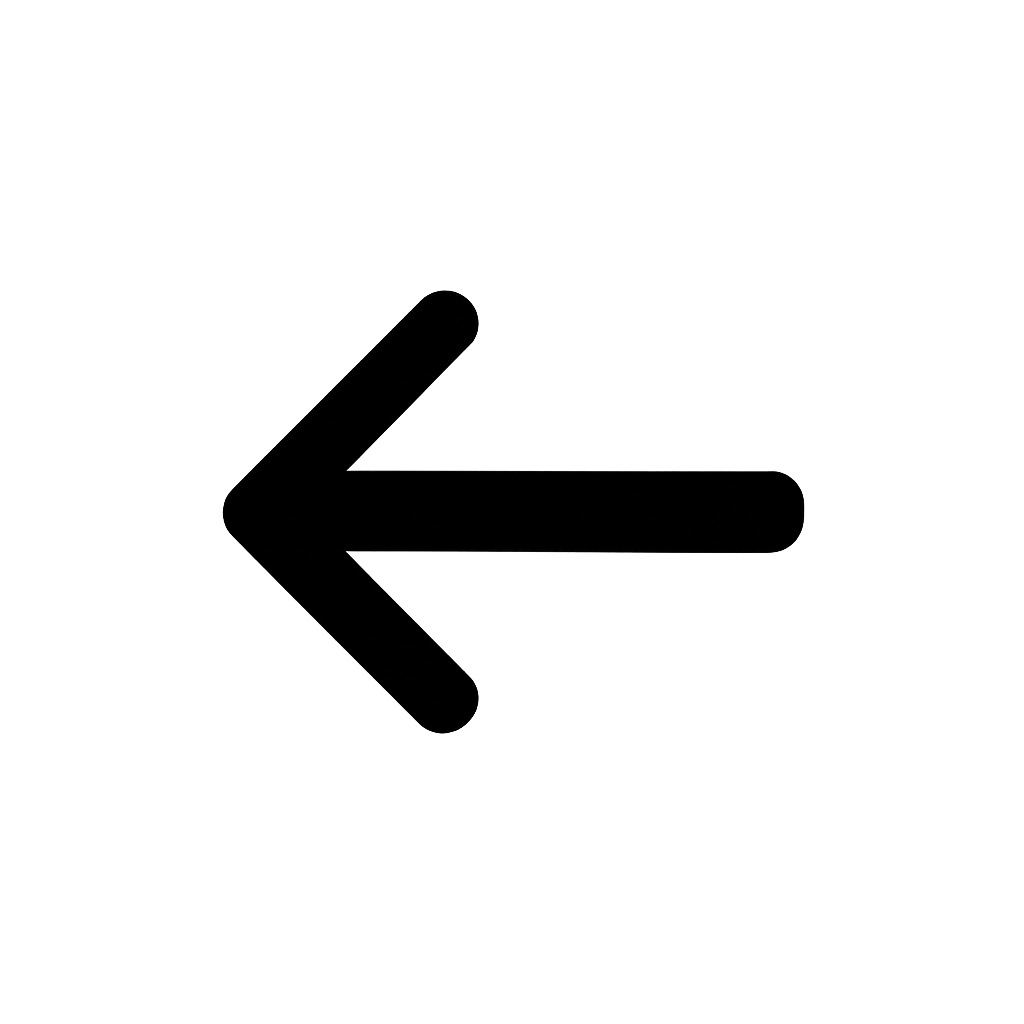 Flat Black Arrow Left Icon on Transparent Background