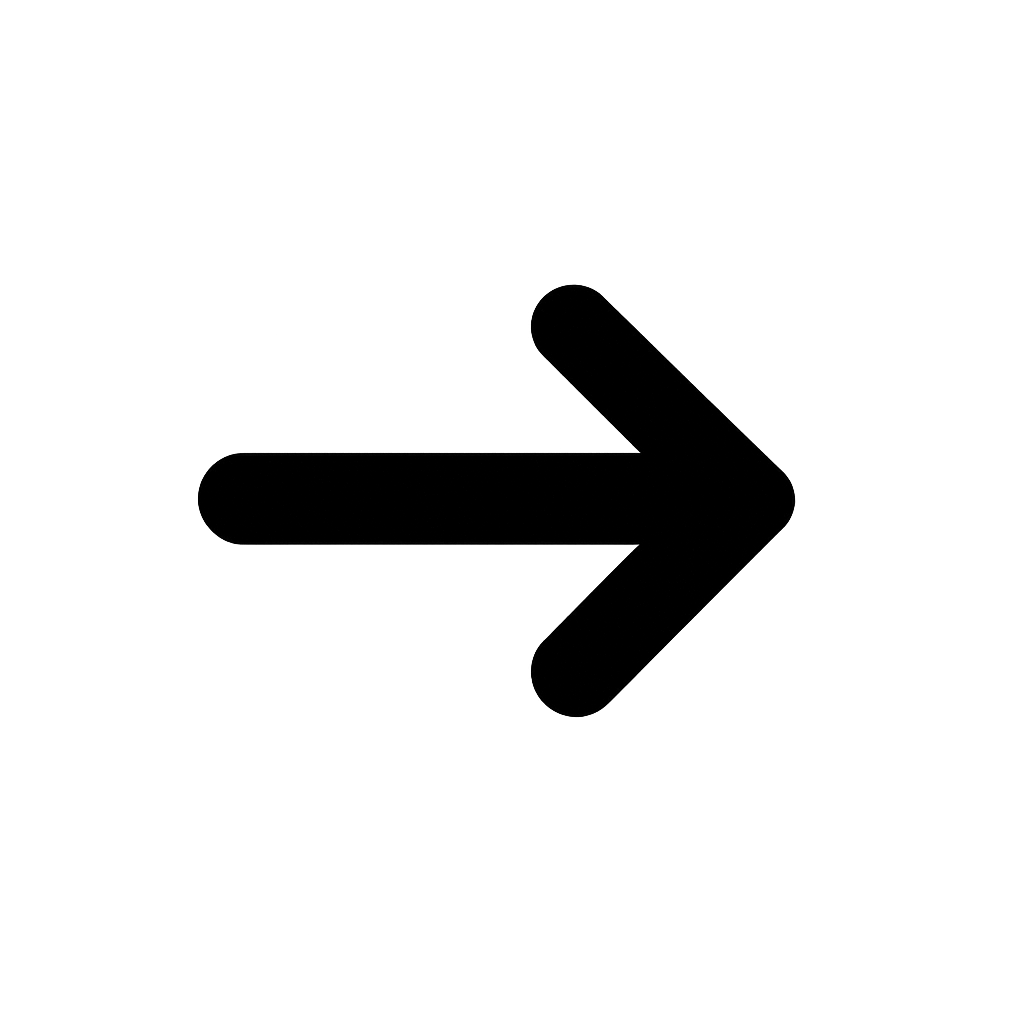 Flat Black Arrow Right Icon on Transparent Background