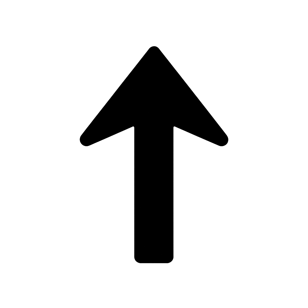 Flat Black Arrow Up Icon on Transparent Background
