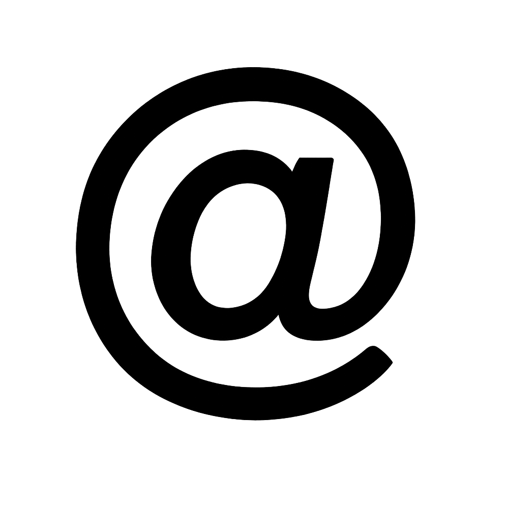 Flat Black At Symbol Icon on Transparent Background