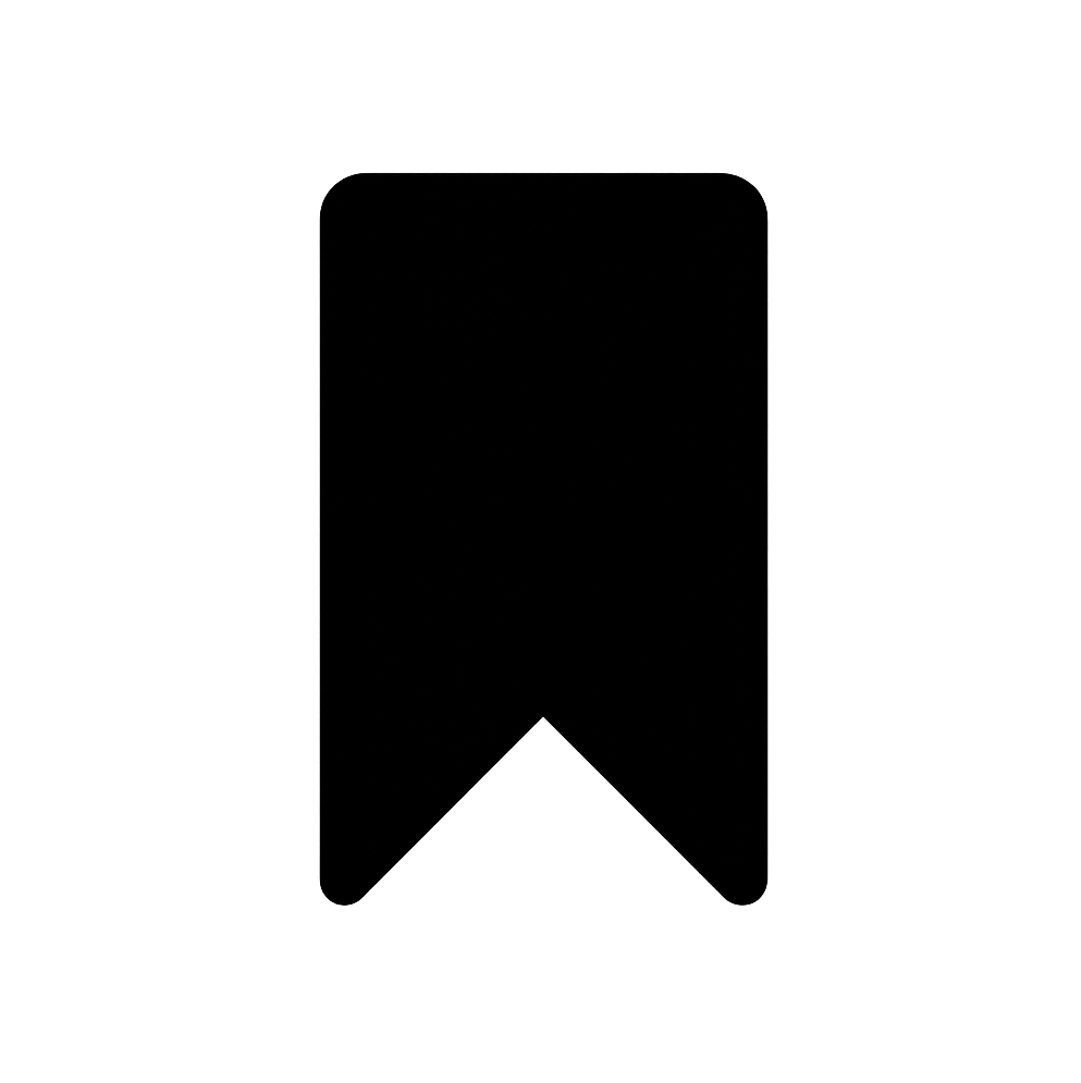 Flat Black Bookmark Icon on Transparent Background