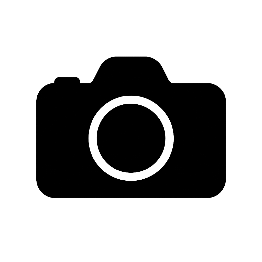 Flat Black Camera Photo Icon on Transparent Background