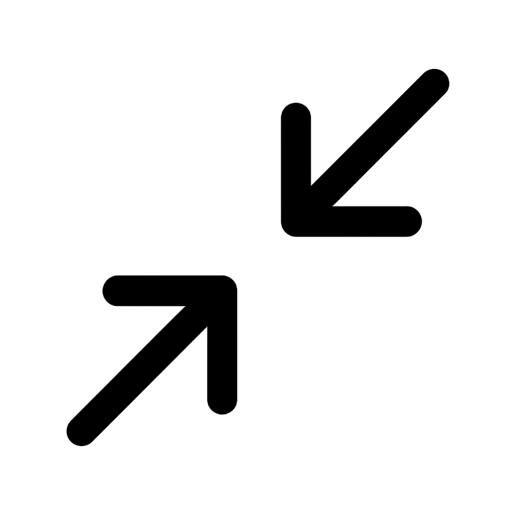 Flat Black Collapse Icon on Transparent Background