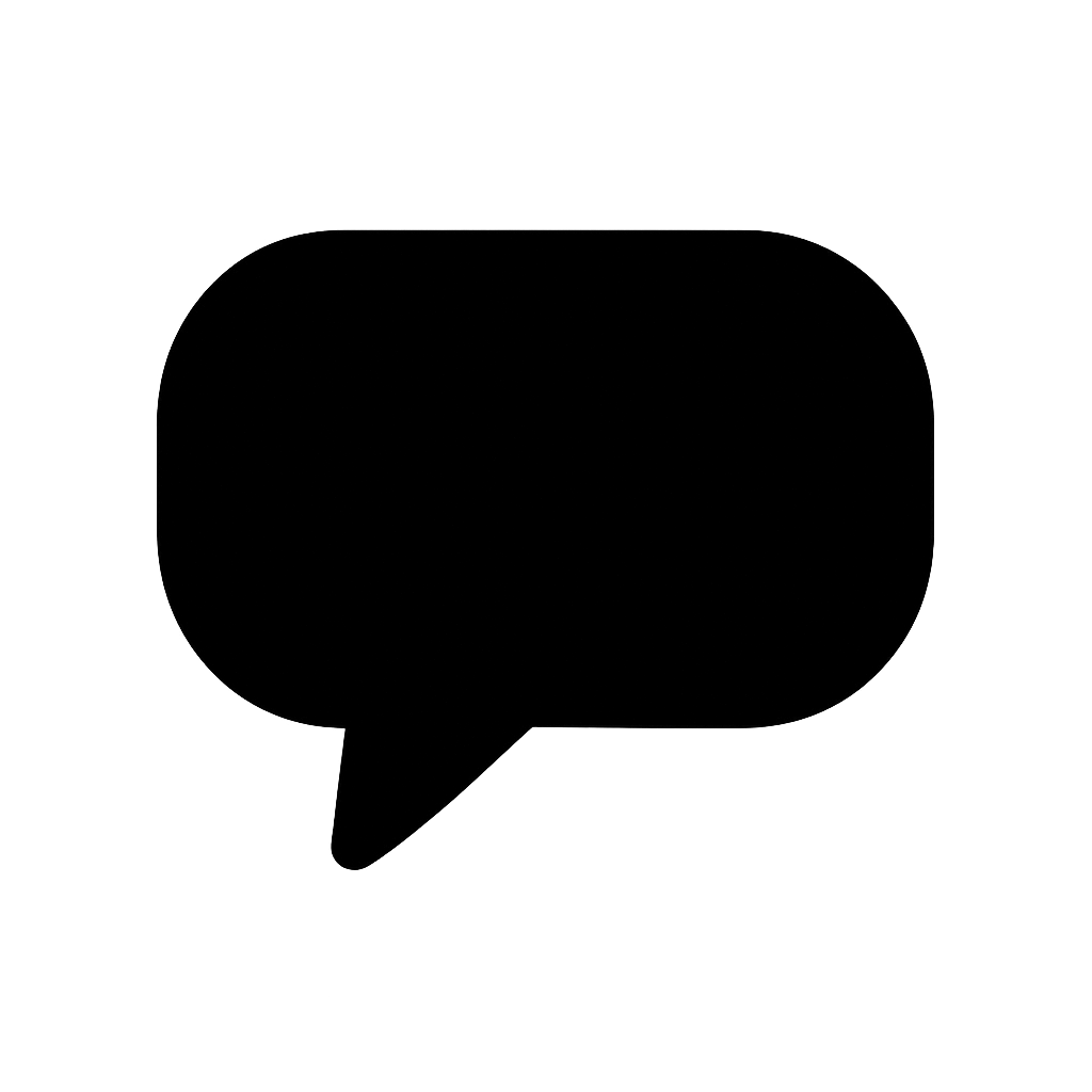 Flat Black Comment Bubble Icon on Transparent Background