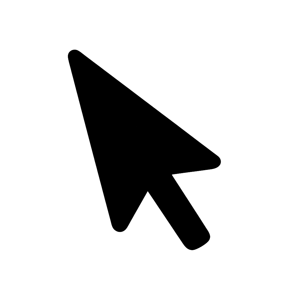 Flat Black Cursor Pointer Icon on Transparent Background