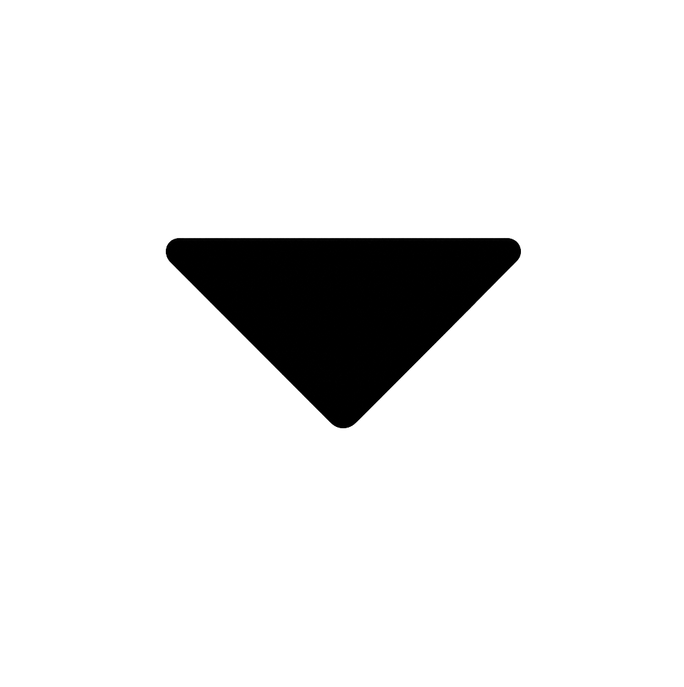 Flat Black Downward Caret Icon on Transparent Background